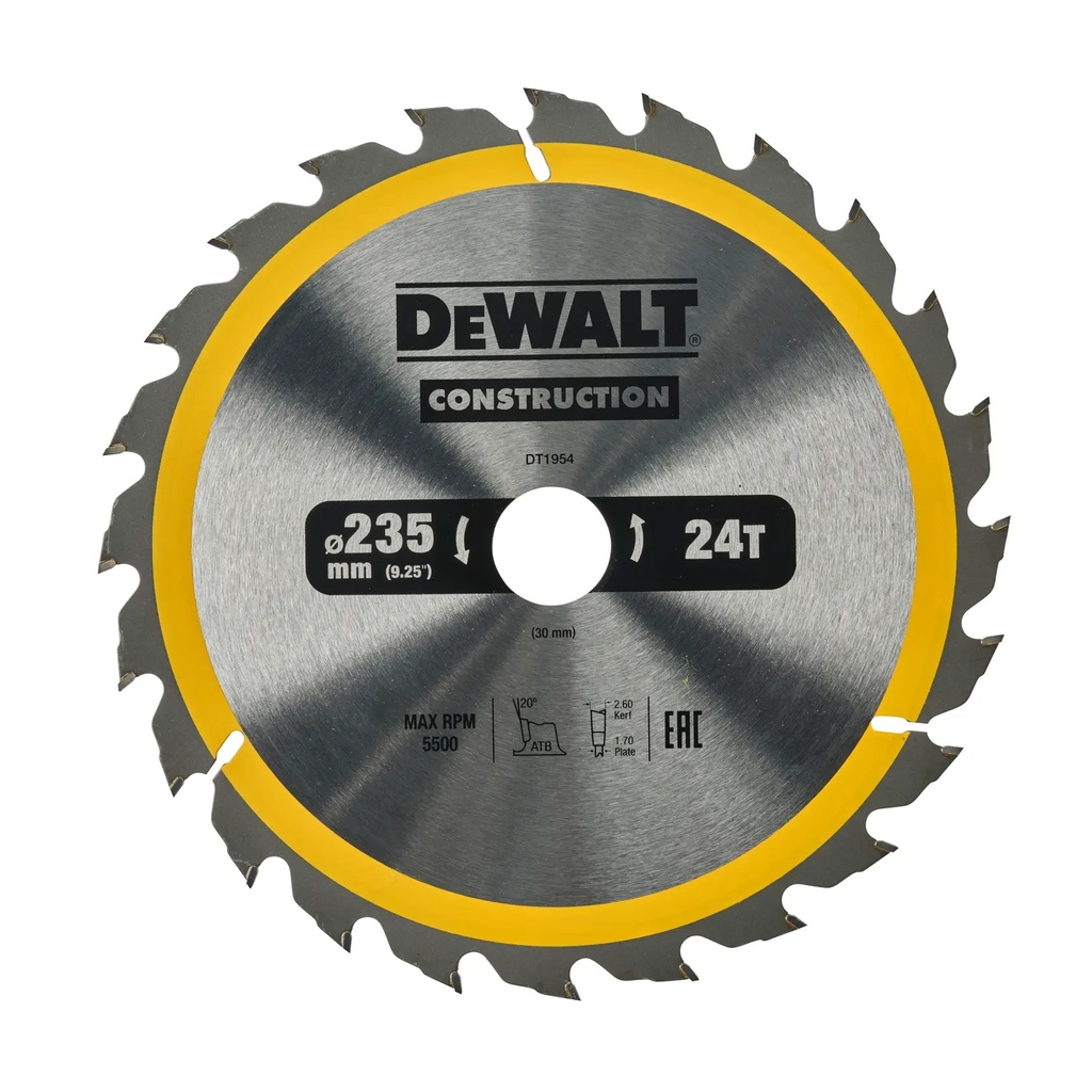 DEWALT Lama de ferastrau circular, 235 mm x 30 mm, 24 dinti, DT1954-QZ