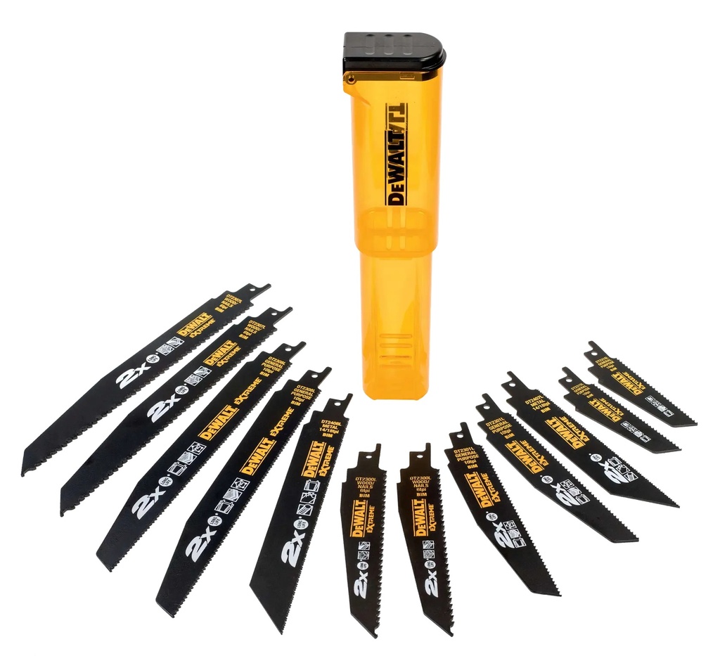 DEWALT Extreme Set de lame de ferastrau reciprocant bi-metal, pachet de 12, DT2441L-QZ