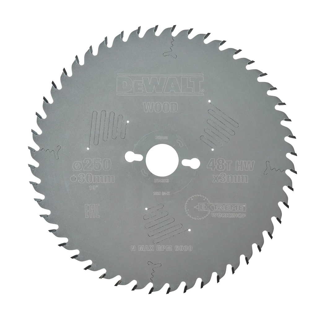 DEWALT Extreme Lama de ferastrau circular pentru atelier, 250 mm x 30 mm, 48 dinti, DT4323-QZ