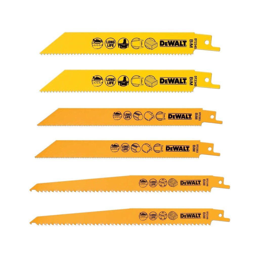 DEWALT BI-Metal Reciprocating Mixed Blade Set In Storage Case, 6 Pack, DT2444-QZ