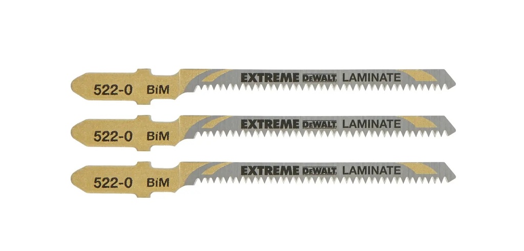 DEWALT Extreme T-Shank BI Metal Jigsaw Blade Laminate, 59mm, 3 Pack, DT2081-QZ