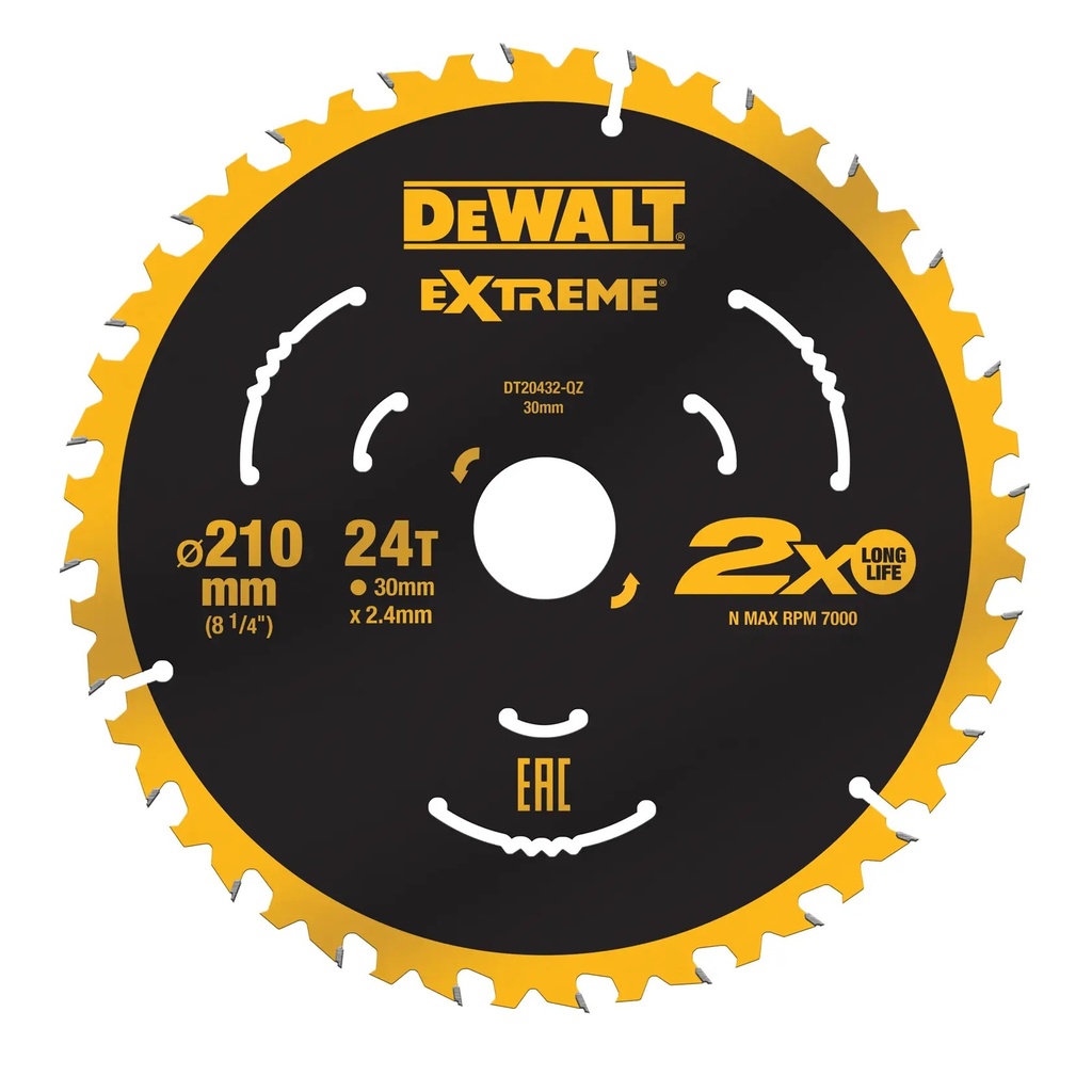 DEWALT Extreme Fierastrau circular, 210 mm x 30 mm, 24 dinti, DT20432-QZ