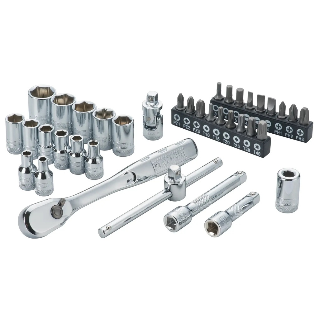 DEWALT Socket Set (Full Metric), 1/4in, 37 Pc, DWMT19238-1
