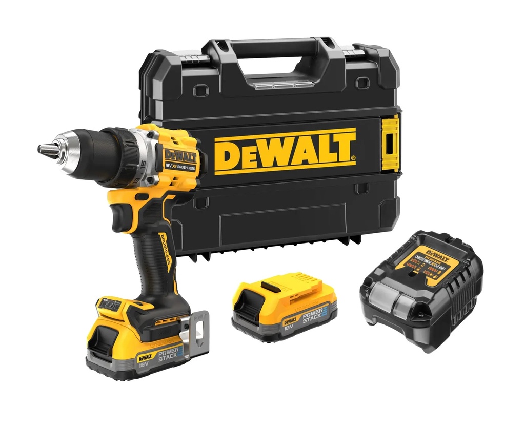 DEWALT Brushless Drill Driver, 18V XR®, 2 x 1.7Ah POWERSTACK™, DCD800E2T-GB