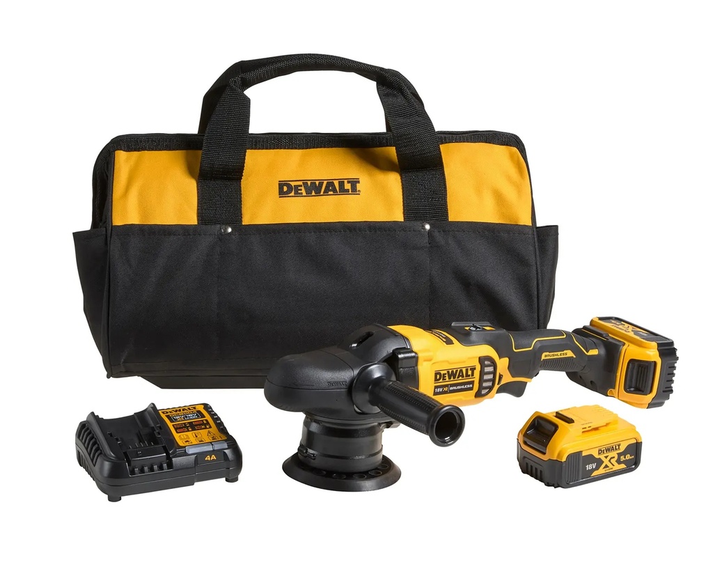 DEWALT Brushless Dual Action Polisher, 125mm, 18V XR®, 2 x 5.0Ah, DCM848P2-GB