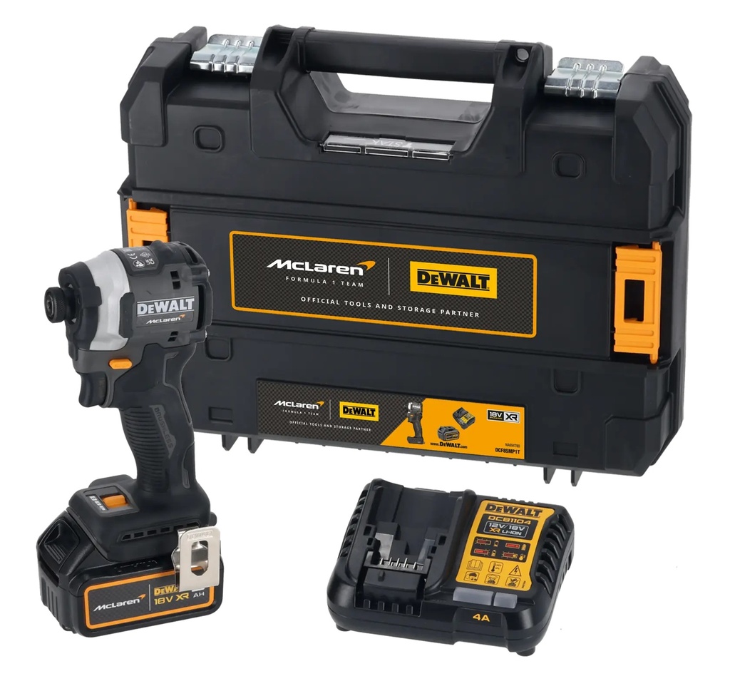 DEWALT x McLaren F1 Team Brushless Impact Driver, 18V XR®, 1 x 5.0Ah, DCF85MP1T-GB
