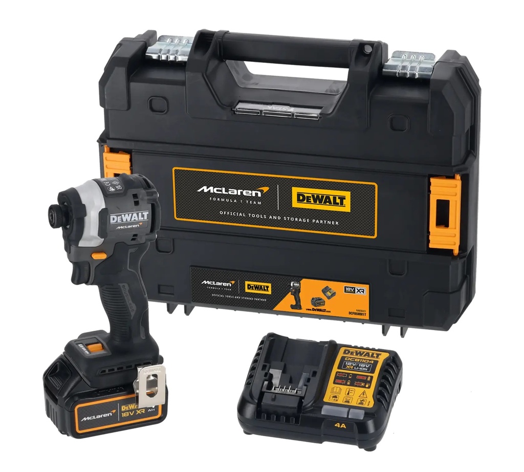 DEWALT x McLaren F1 Team Brushless Impact Driver, 18V XR®, 1 x 4.0Ah, DCF85MM1T-GB