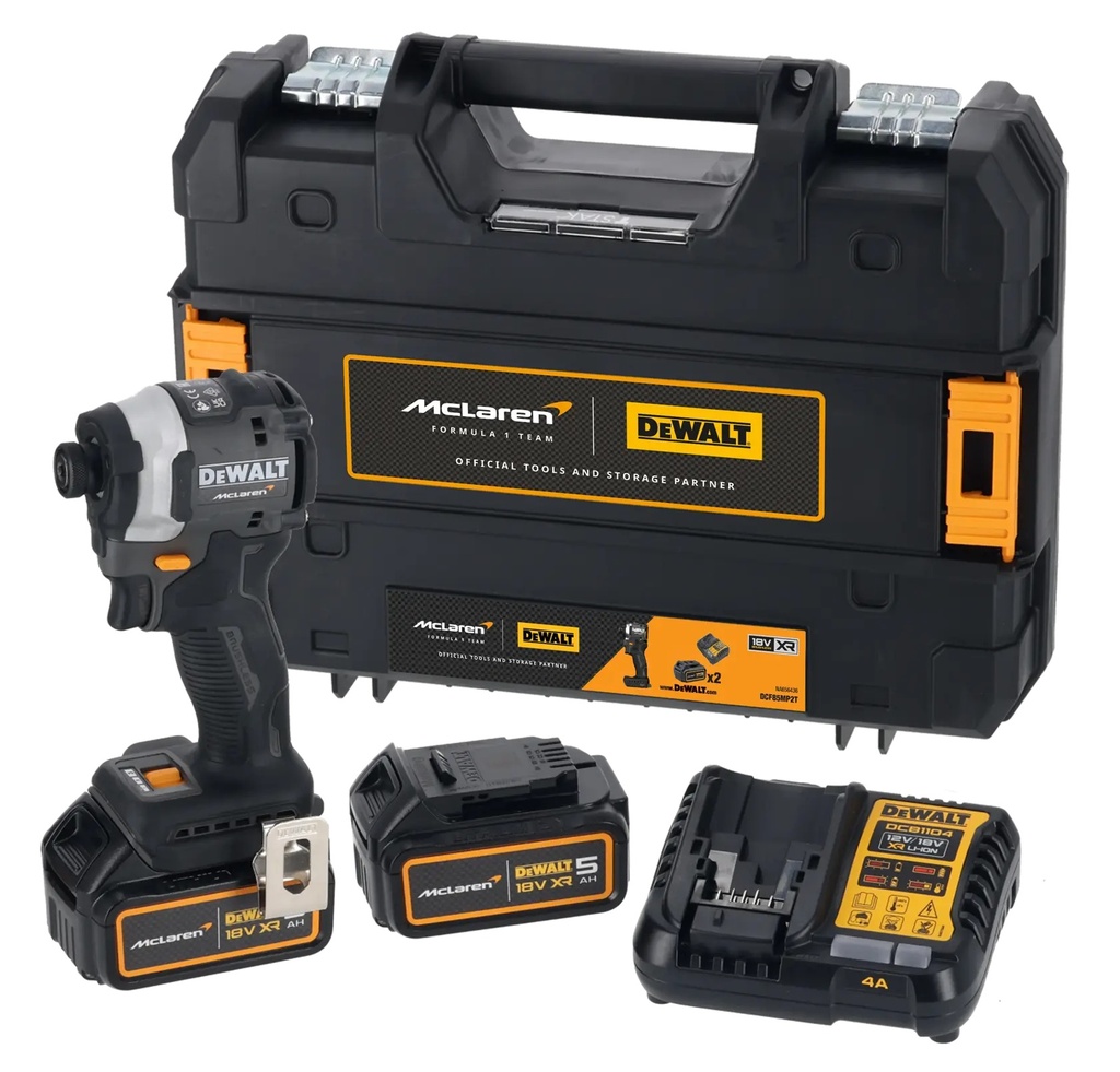 DEWALT x McLaren F1 Team Brushless Impact Driver, 18V XR®, 2 x 5.0Ah, DCF85MP2T-GB