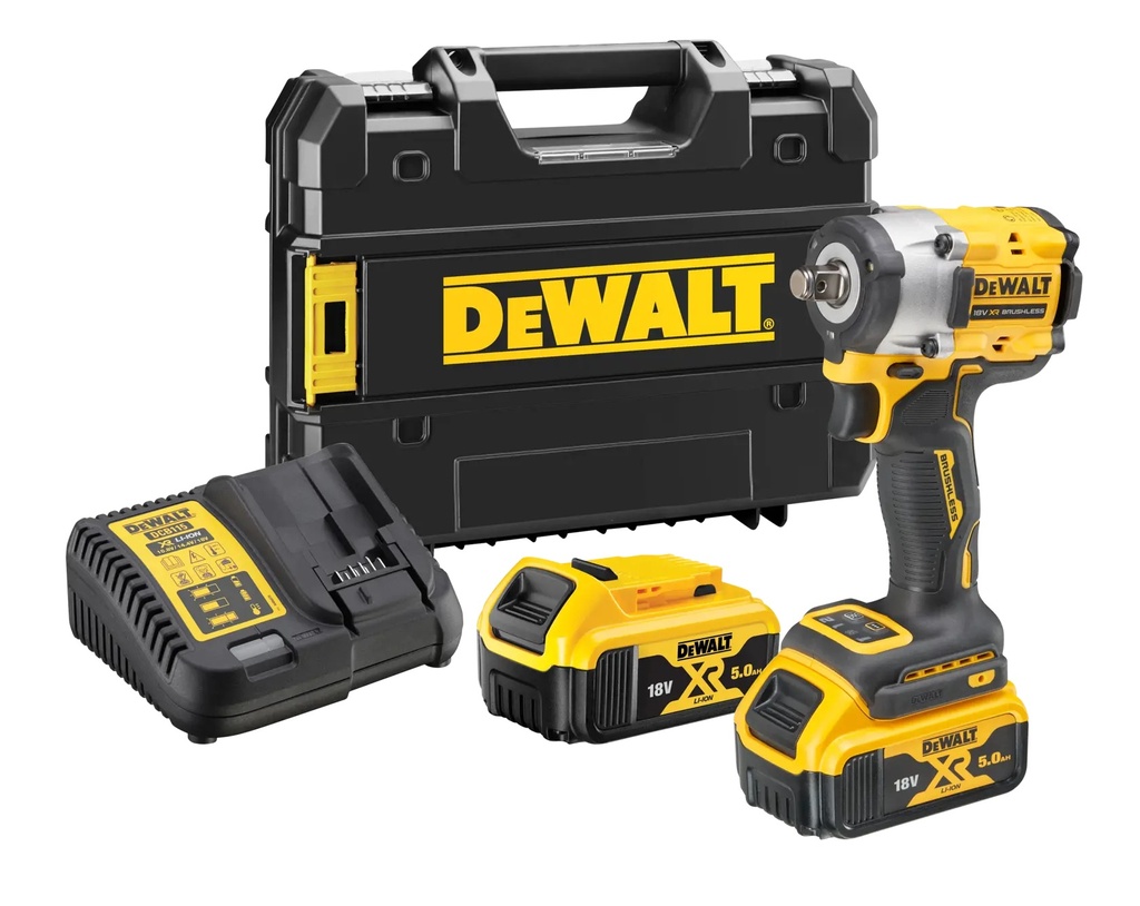 DEWALT Brushless 1/2" Hog Ring Compact Impact Wrench, 18V XR®, 2 x 5.0Ah, DCF921P2T-GB