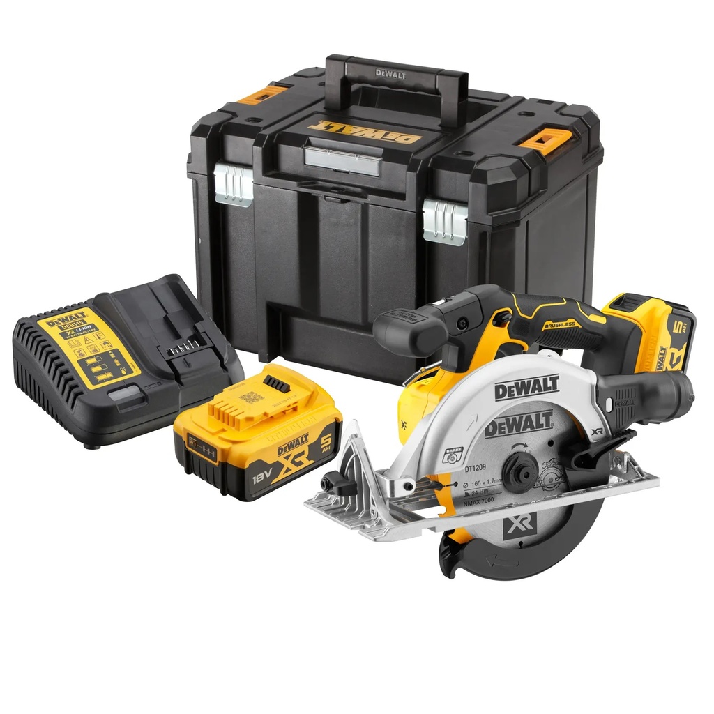 DEWALT Brushless Circular Saw, 165mm, 18V XR®, 2 x 5.0Ah, DCS565P2-GB