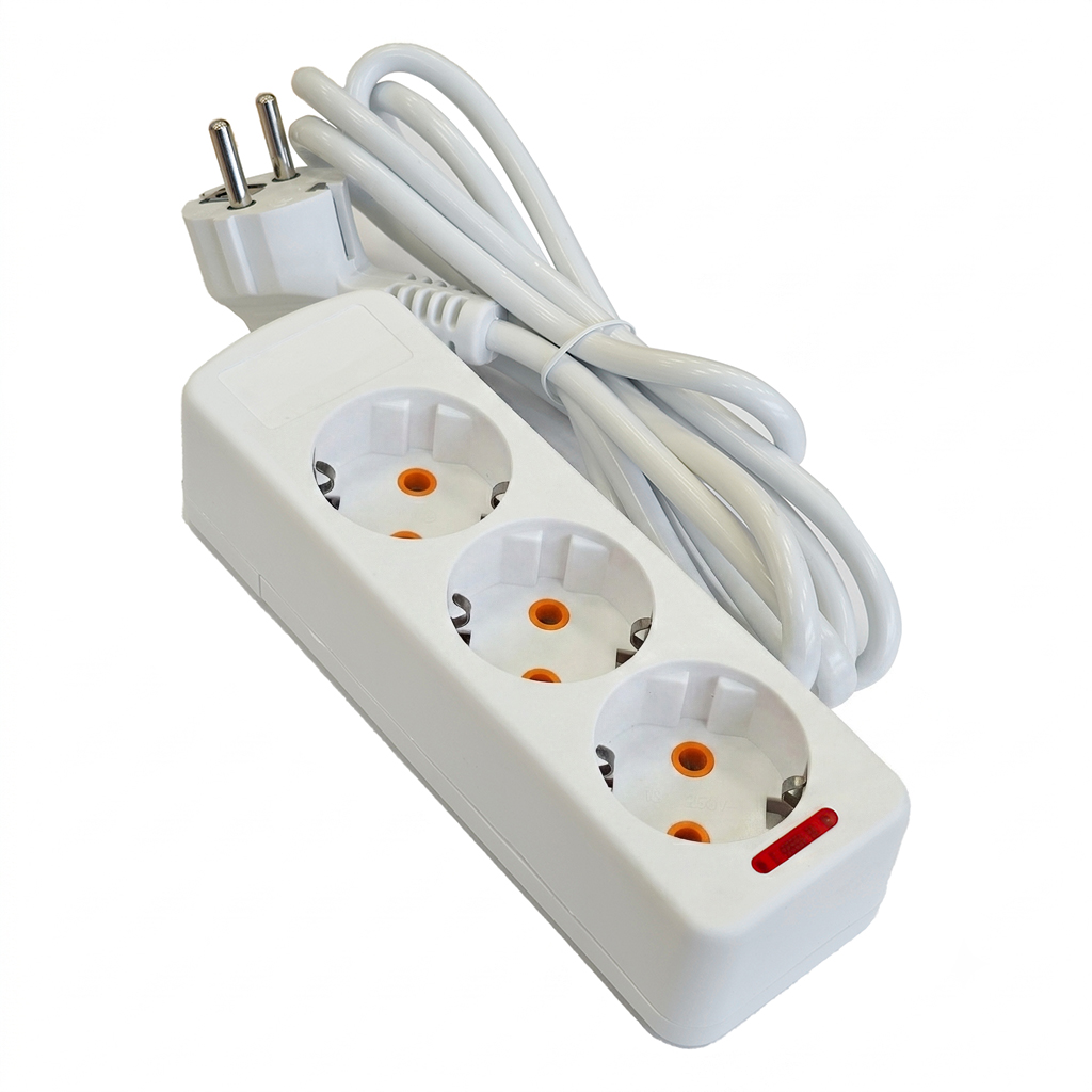 Extension Cord, 3 Sockets, 3G1, White, LAVA