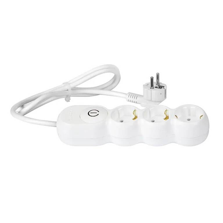 Extension Cord (With Switch), 3 Sockets, 3x1.5mm², White, WCONN