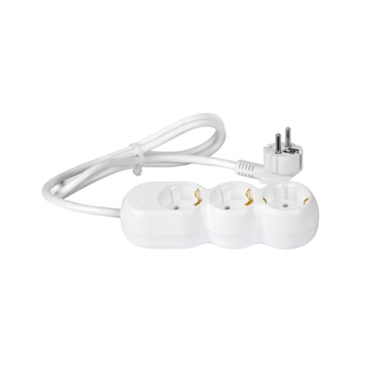 Extension Cord, 3 Sockets, 3x1.5mm², White, WCONN
