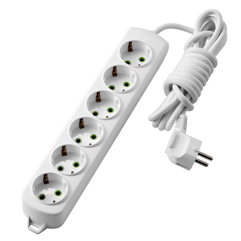 LETITIA Extension Cord, 6 Sockets, 3x1.5mm², LEZARD