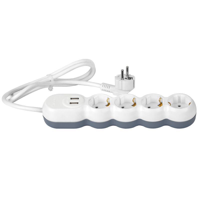 Prelungitor (USB2.0), 4 prize, 3x1.5mm², Alb gri, WCONN