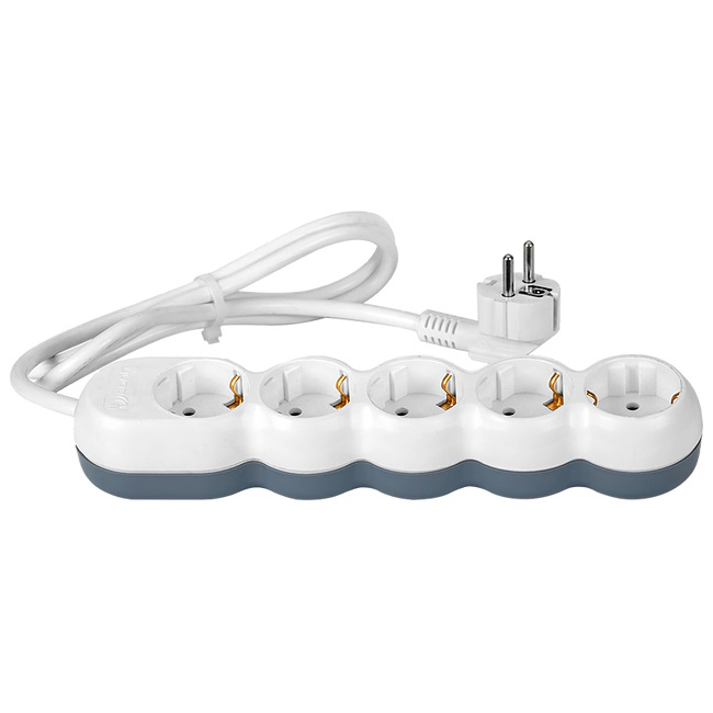 Extension Cord, 5 Sockets, 3x1.5mm², Grey White, WCONN