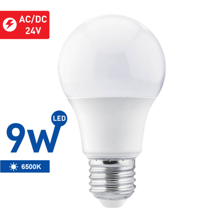 Bec LED 9W (24V) E27 A60 6500K, WELLMAX