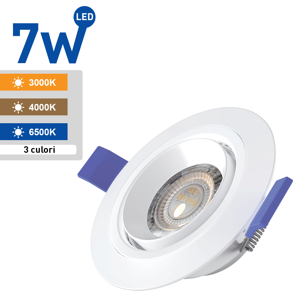 Eagle Eye Round White Adjustable LED Spotlight, IP20, 360°, 7W, 3CCT, WELLMAX