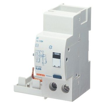 GEWISS GW94412, Bloc diferențial de curent rezidual pentru întrerupător MT - 2P, 63A tip AC instantaneu IDn=0,03A, 2 module