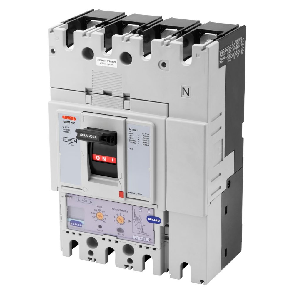 GEWISS GWD9372, Msxe 400, Moulded Case Circuit Breakers with Electronic Release, Lsi, 36Ka 3P+N 400A 690V