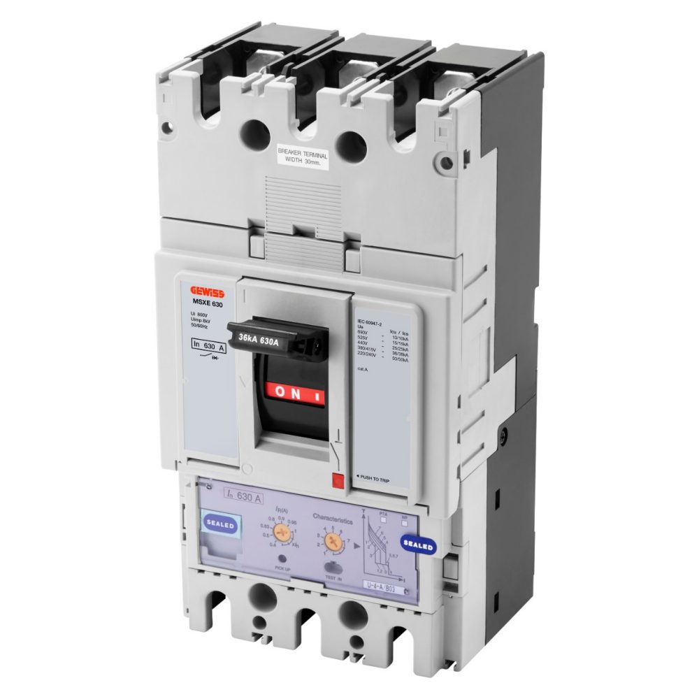 GEWISS GWD9381, MSXE 630, MCCB cu eliberare electronică, LSI, 36kA 3P 630A 690V