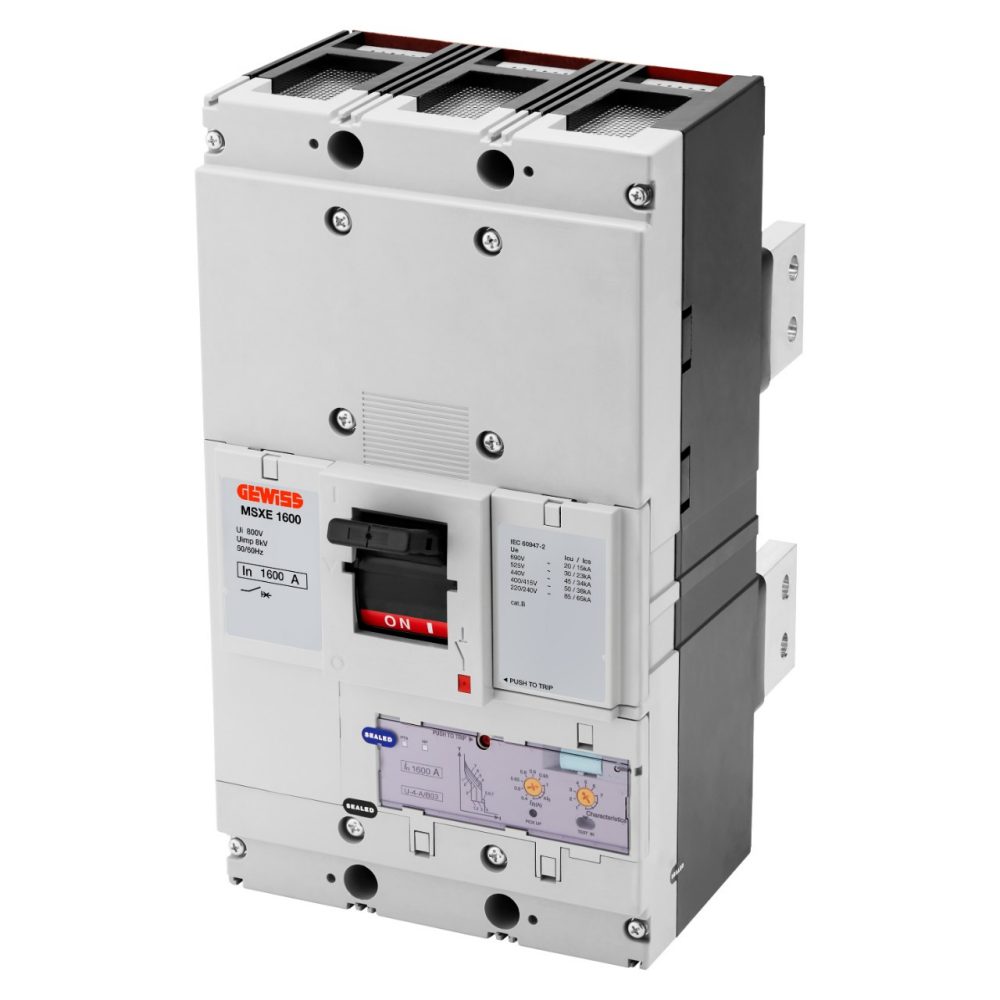 GEWISS GWD9422B, Msxe 1600, Moulded Case Circuit Breakers with Electronic Release, Interlocked, Lsi, Rear Terminals, 50Ka 3P 1600A 690V