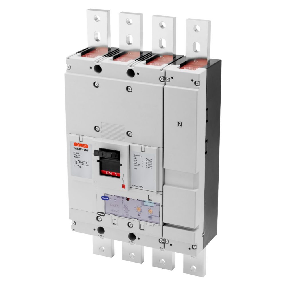 GEWISS GWD9427, Msxe 1600, Moulded Case Circuit Breakers with Electronic Release, Lsig, Front Terminals, 50Ka 4P 1250A 690V