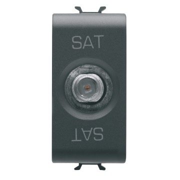 GEWISS GW12372, Priză coaxială TV/SAT, Ecranare clasa A, Conector F mamă, Alimentare 5 DB, 1 modul, Negru satinat, Chorusmart