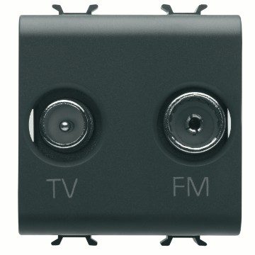 GEWISS GW12381, Socket Outlet TV/FM, Direct, 2 Modules, Satin Black, Chorusmart
