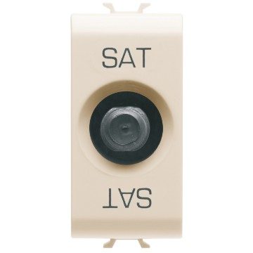 GEWISS GW11371, Priză coaxială TV/SAT, Ecranare clasa A, Conector F mamă, Directă cu trecere de curent, 1 modul, Fildeș, Chorusmart