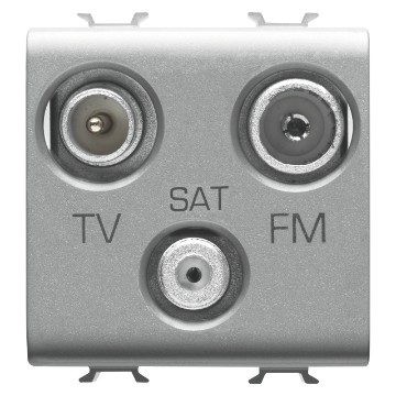 GEWISS GW14382, Socket Outlet TV/FM/Sat, Direct, 2 Modules, Titanium, Chorusmart