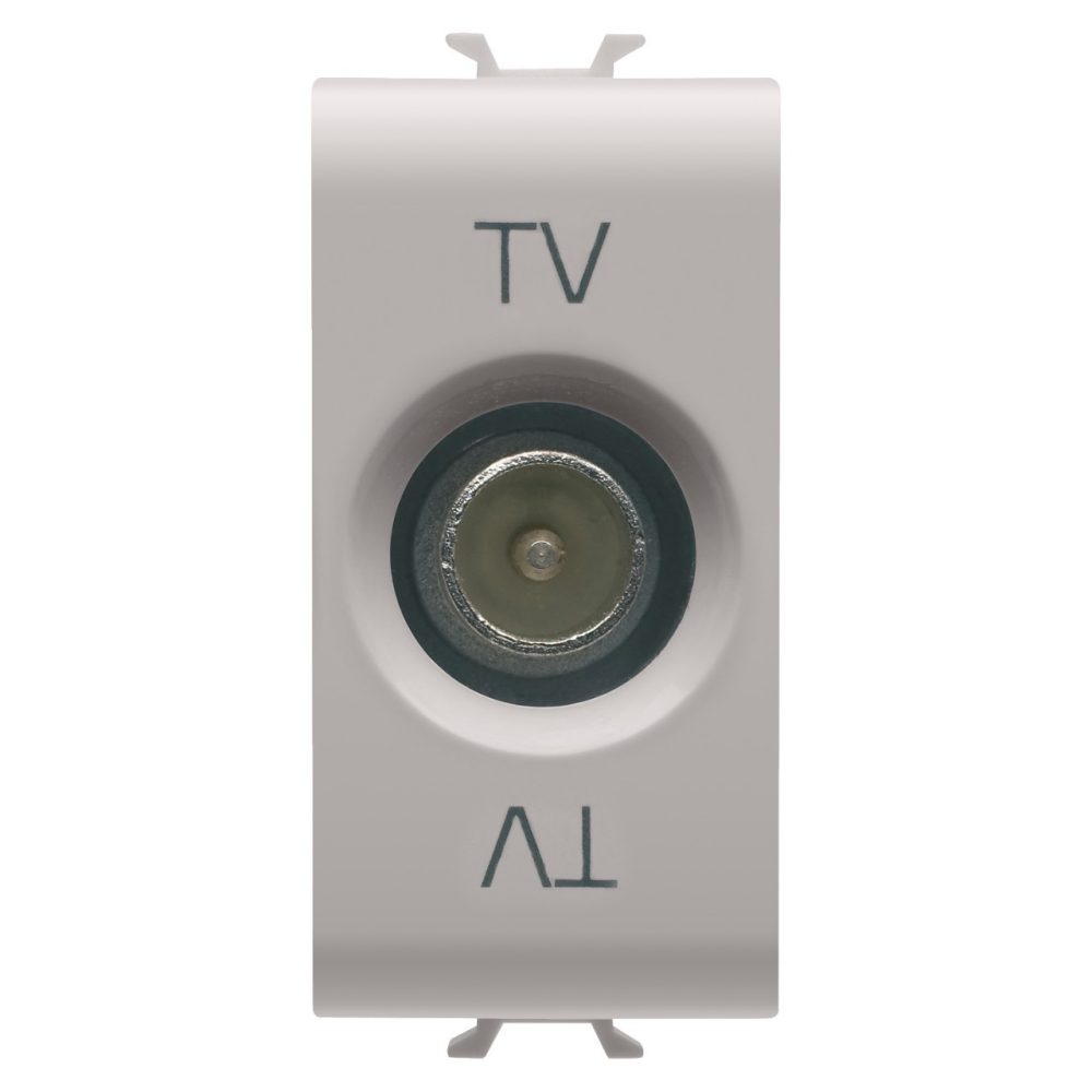 GEWISS GW13361, Coaxial TV Socket Outlet, Class A Shielding, IEC Male Connector 9,5mm, Direct with Current Passing, 1 Module, Natural Satin Beige, Chorusmart