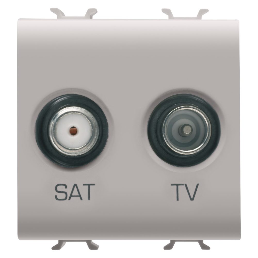 GEWISS GW13383, Socket Outlet TV/Sat, Direct, 2 Modules, Natural Satin Beige, Chorusmart
