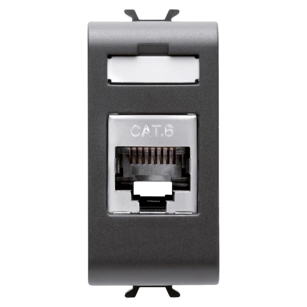 GEWISS GW12424, Priză RJ45, Categoria 6, FTP, 1 modul, Negru satinat, Chorusmart