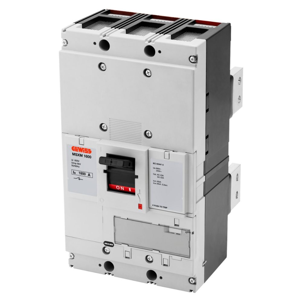 GEWISS GWD9457B, MSXM 1600, Separator cu întrerupător rotativ, Interblocat, Borne posterioare, 3P 1600A 690V