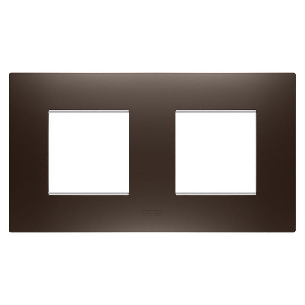 GEWISS GW16023BS, Ego International Plate in Painted Technopolymer, 2+2 Modules Horizontal, Brown Shade, Chorusmart