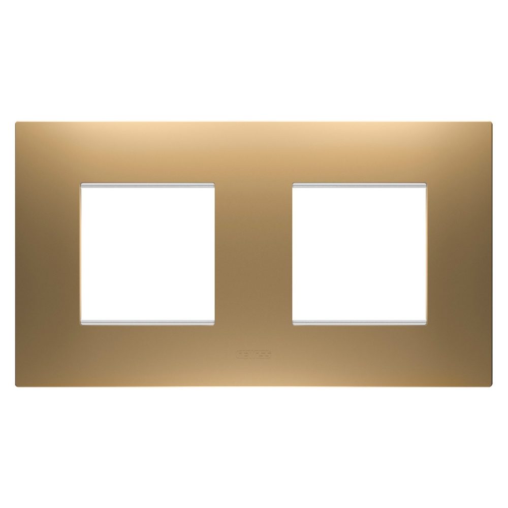 GEWISS GW16023SG, Ego International Plate in Painted Technopolymer, 2+2 Modules Horizontal, Gold, Chorusmart