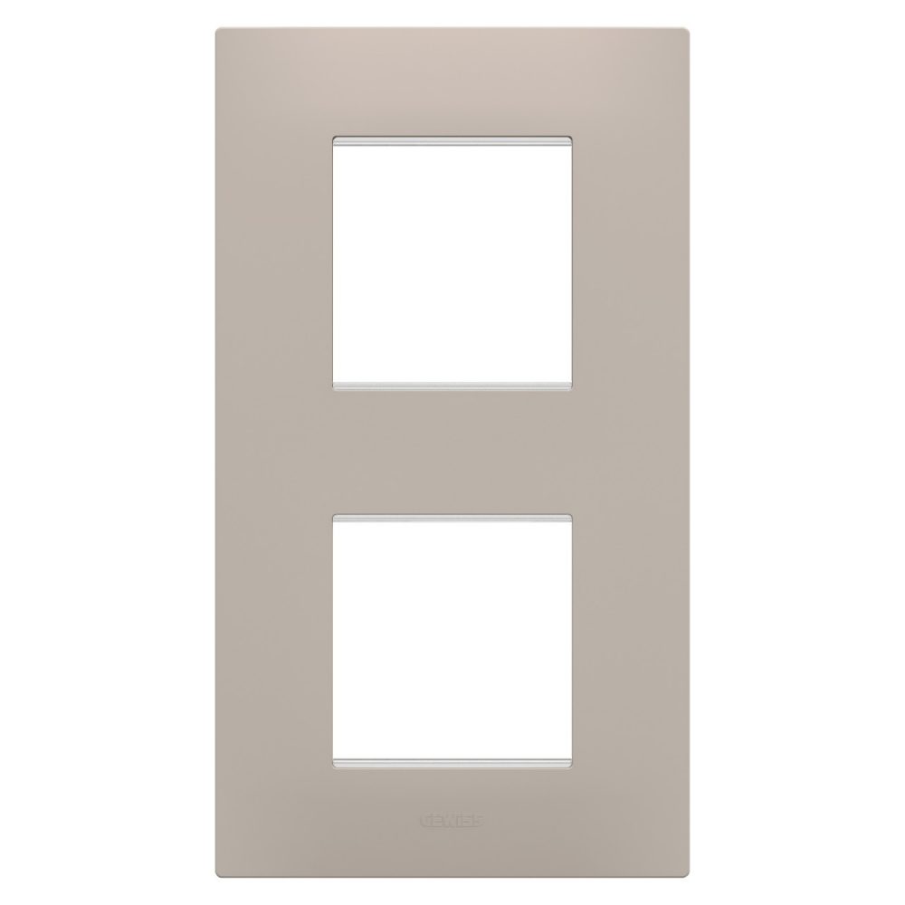 GEWISS GW16024DS, Ego International Plate in Technopolymer, 2+2 Modules Vertical, Dark Sand, Chorusmart