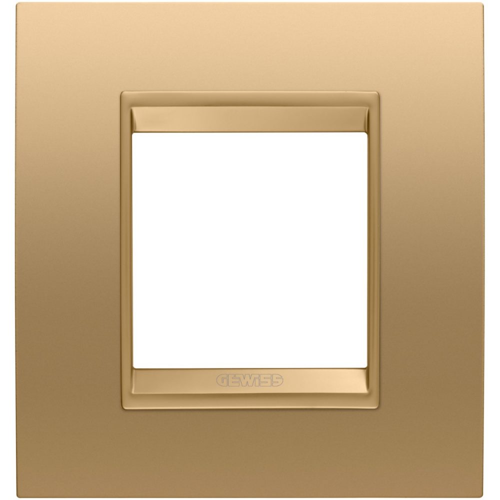 GEWISS GW16222XG, Lux International Plate in Metal, 2 Modules, Gold  inner Frame Matt Gold, Chorusmart