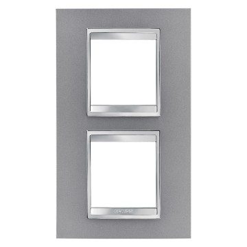 GEWISS GW16224VT, Lux International Plate in Painted Technopolymer, 2+2 Modules Vertical , Titanium, Chorusmart