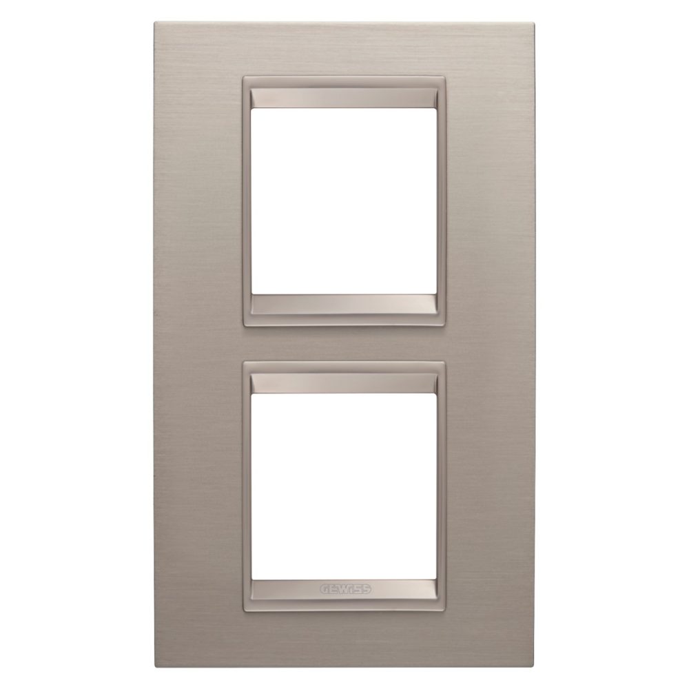 GEWISS GW16224XS, Lux International Plate in Metal, 2+2 Modules Vertical, Brushed Aluminium inner Frame Matt Light Bronze, Chorusmart