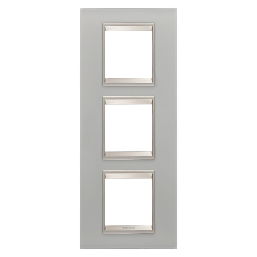GEWISS GW16227GT, Lux International Plate in Glass, 2+2+2 Modules Vertical, Natural Reflection inner Frame Matt Light Bronze, Chorusmart