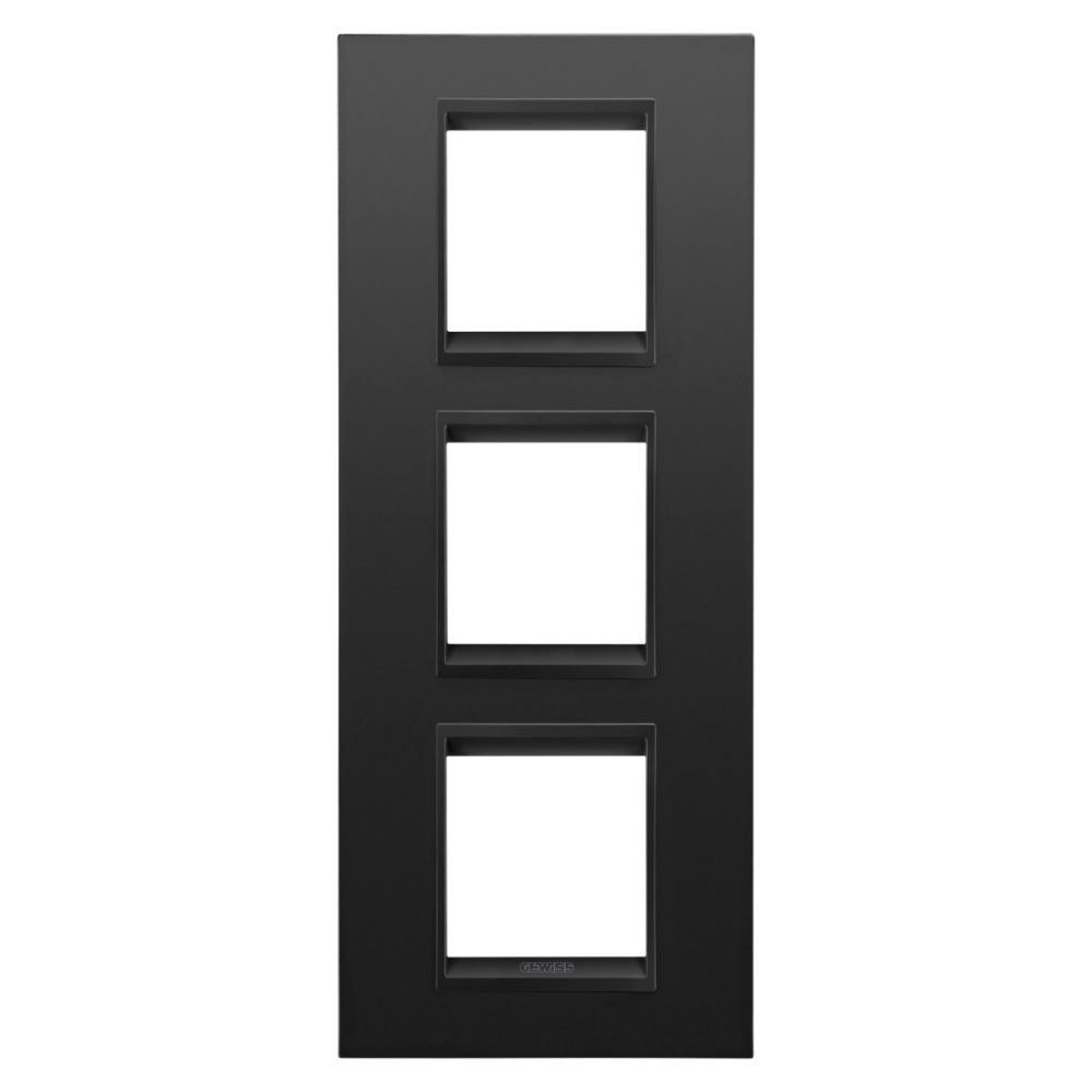 GEWISS GW16227XM, Ramă ornament Internațională LUX, IN metal, 2+2+2 module verticale, Satin monocrom negru, Chorusmart