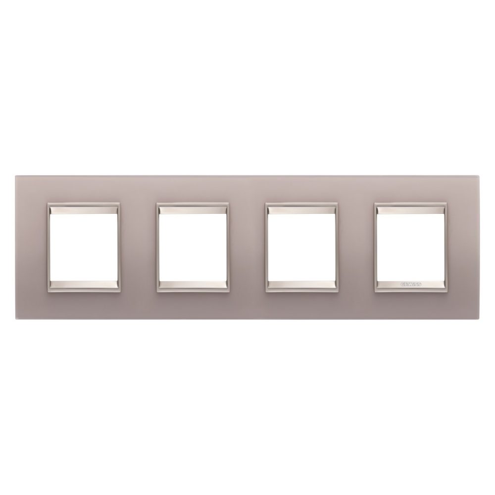 GEWISS GW16228GP, Lux International Plate in Glass, 2+2+2+2 Modules Horizontal, Perly Gray inner Frame Matt Light Bronze, Chorusmart