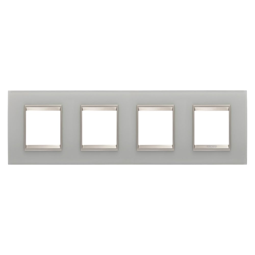 GEWISS GW16228GT, Lux International Plate in Glass, 2+2+2+2 Modules Horizontal, Natural Reflection inner Frame Matt Light Bronze, Chorusmart