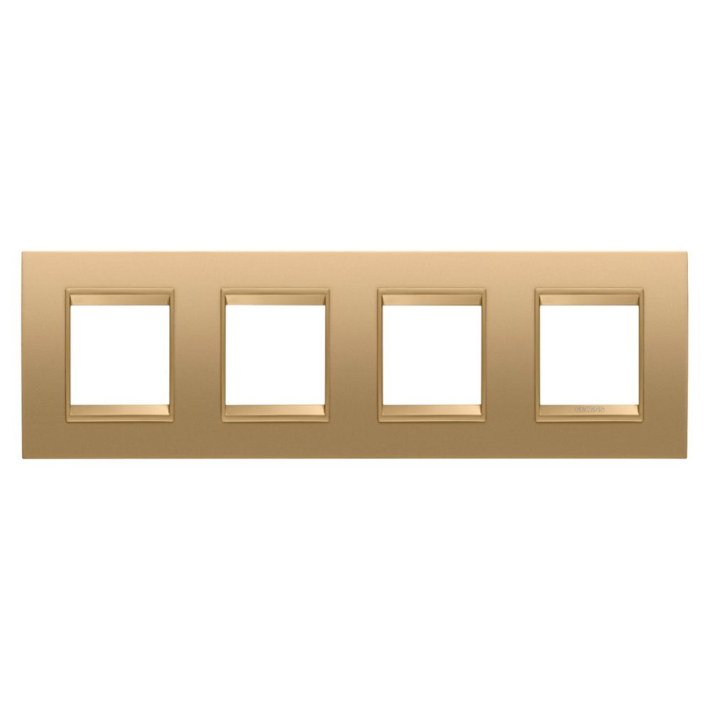GEWISS GW16228XG, Lux International Plate in Metal, 2+2+2+2 Modules Horizontal, Gold  inner Frame Matt Gold, Chorusmart