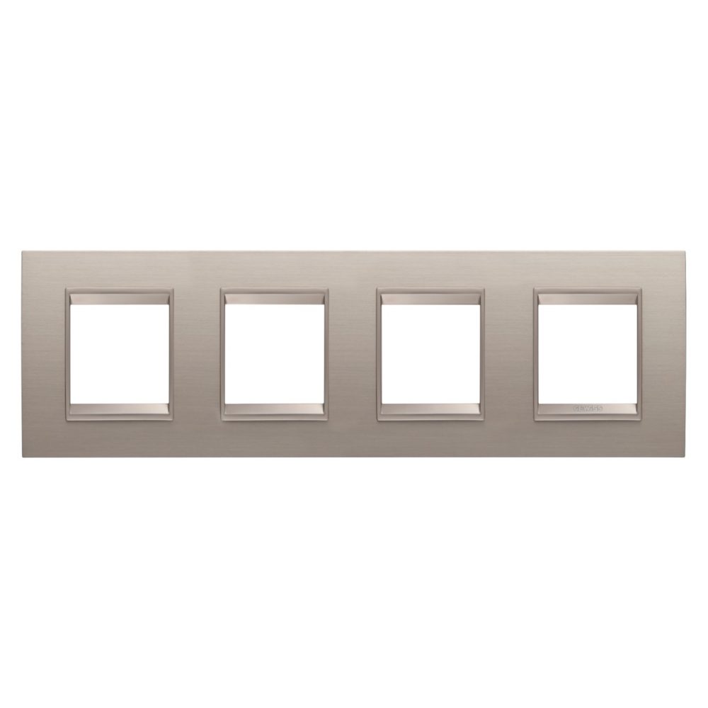 GEWISS GW16228XS, Lux International Plate in Metal, 2+2+2+2 Modules Horizontal, Brushed Aluminium inner Frame Matt Light Bronze, Chorusmart