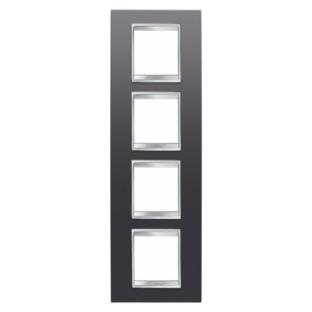 GEWISS GW16229VA, Ramă ornament Internațională LUX, IN tehnopolimer vopsit, 2+2+2+2 module vertical, Ardezie, Chorusmart