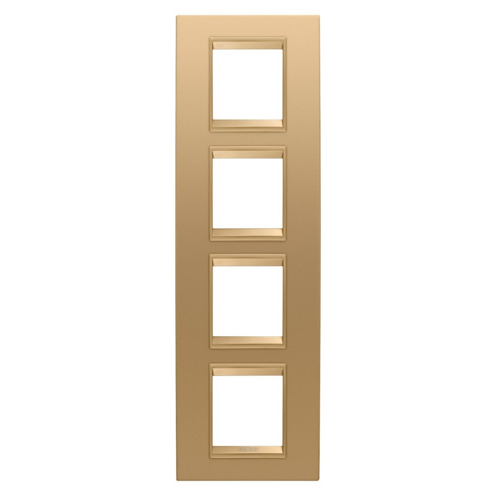 GEWISS GW16229XG, Ramă ornament Internațională LUX, IN metal, 2+2+2+2 module vertical, Aur , Cadru interior aur mat, Chorusmart