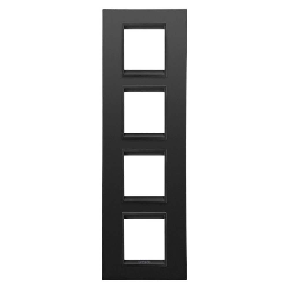 GEWISS GW16229XM, Ramă ornament Internațională LUX, IN metal, 2+2+2+2 module vertical, Satin monocrom negru, Chorusmart